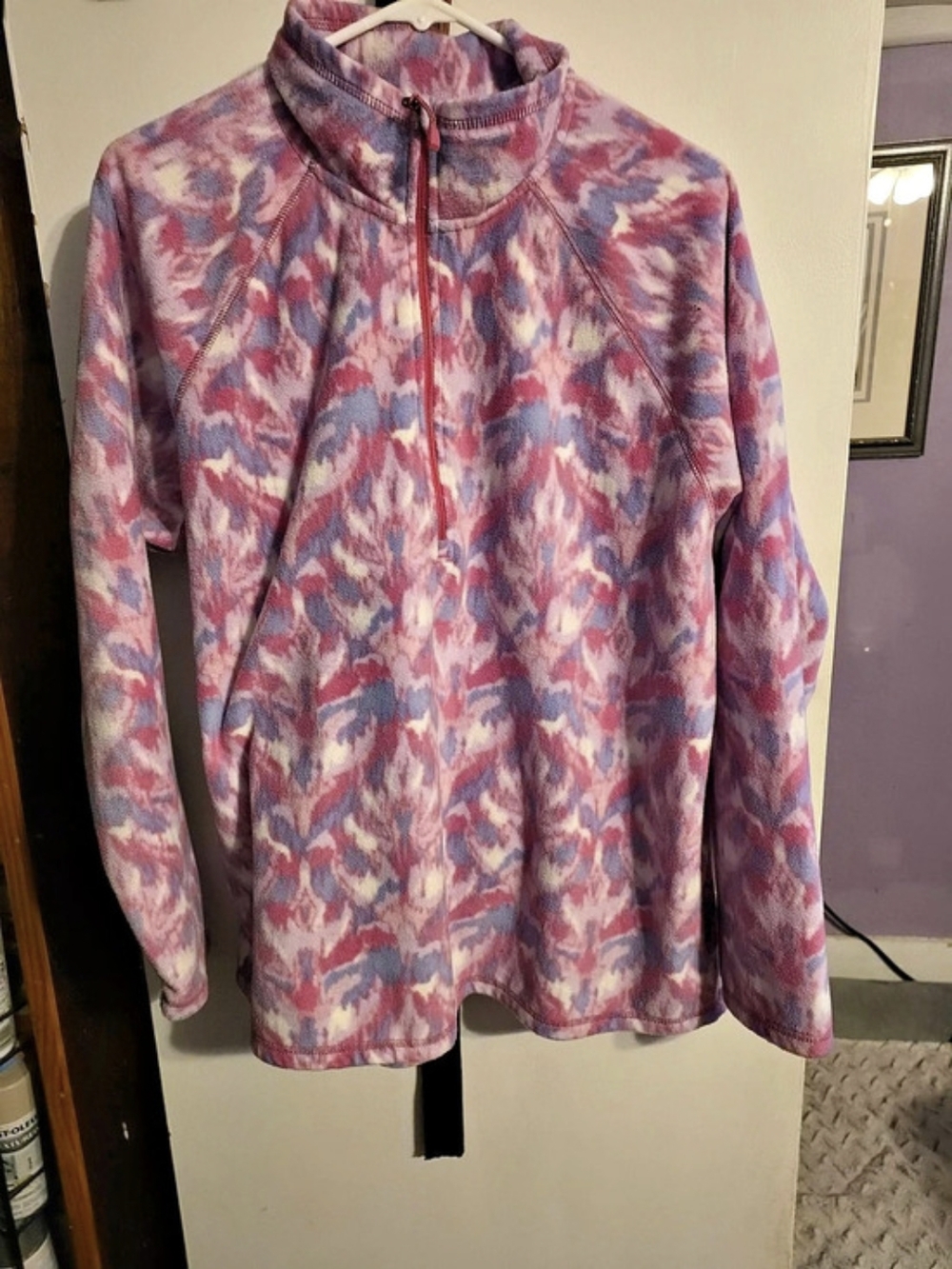 Eddie Bauer Women's XL Pink Purple Quarter Zip Fleece Pullover